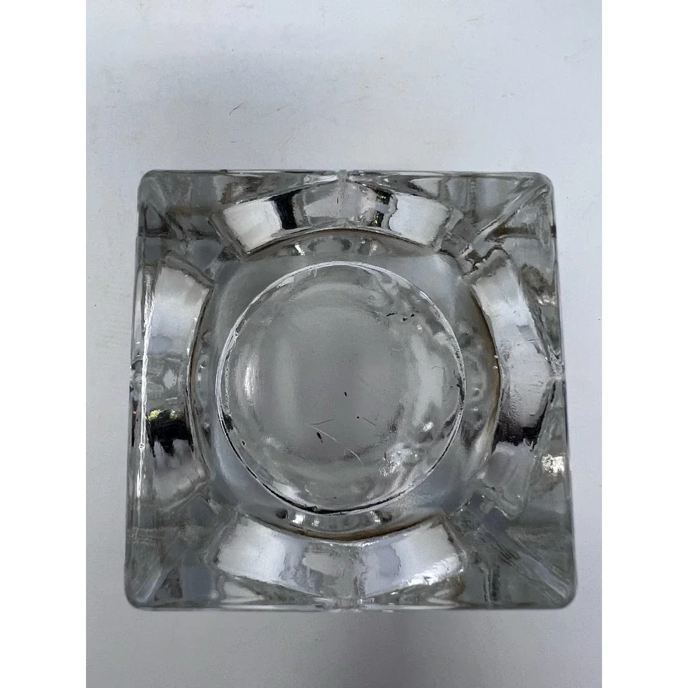 Hearts Inset‎ Clear Glass Square Votive Candle Holder 2 3/4